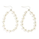 Wholesale metal Wire Teardrop Drop Earrings Pearl Flower Details L