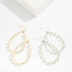 Wholesale metal Wire Teardrop Drop Earrings Pearl Flower Details L