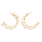Wholesale pearl Flower Studded Hoop Earrings D