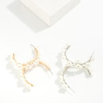 Wholesale pearl Flower Studded Hoop Earrings D