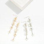 Wholesale chain Link Drop Earrings Pearl Flower Clusters L