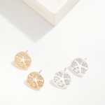 Wholesale metal Rhinestone Studded Hollow Star Stud Earrings D