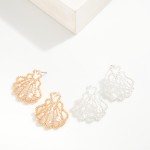 Wholesale metal Hollow Shell Drop Earrings Pearl Details L
