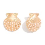 Wholesale metal Shell Drop Earrings Pearl Details L