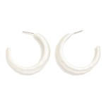 Metal Tone Ribbed Tapered Hoop Earrings 

- Approximately 1.25" D