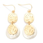 Wholesale linked Layered Textured Metal Geometric Drop Earrings L