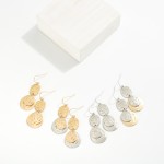 Wholesale linked Layered Textured Metal Geometric Drop Earrings L