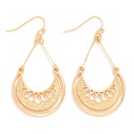 Wholesale metal Crescent Drop Earrings Hollow Teardrop Details L