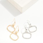 Wholesale metal Half Hoop Drop Earrings Linked Hollow Rectangle Dangle L