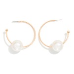 Wholesale metal Hoop Post Drop Earring Pearl Ball L