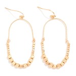 Wholesale textured Metal Oval Drop Earring Squared Beads L