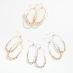 Wholesale textured Metal Oval Drop Earring Squared Beads L