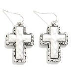 Wholesale chunky Hammered Metal Cross Drop Earrings L