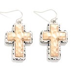 Wholesale chunky Hammered Metal Cross Drop Earrings L