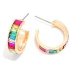 Wholesale rectangular Rhinestone Studded Hoop Earrings D