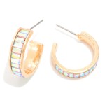 Wholesale rectangular Rhinestone Studded Hoop Earrings D