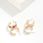 Wholesale rectangular Rhinestone Studded Hoop Earrings D