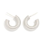 Wholesale metal Ribbed Huggie Hoop Earrings L k Gold Dipped Sterling Silver Post