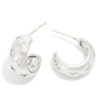 Wholesale huggie Hoop Earrings Star Engraved Detailing L k Gold Dipped Sterling