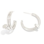 Metal Tone Nail Hoop Drop Earrings Featuring Nail Head 

- Approximately 1" L
- Silver Dipped 
- Sterling Silver Post 