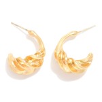 Wholesale twisted Metal Hoop Earring L K Gold Dipped Sterling Silver Post