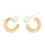 Wholesale metal Hoop Pearl Peek Boo Earrings Brass Base Silver Post D
