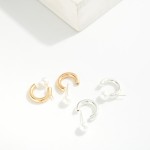 Wholesale metal Hoop Pearl Peek Boo Earrings Brass Base Silver Post D