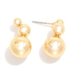 Wholesale simple Linked Metal Circle Post Drop Earrings L Gold Dipped