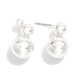Wholesale simple Linked Metal Circle Post Drop Earrings L Gold Dipped