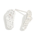 Wholesale metal Flip Flop Stud Earrings Cubic Zirconia Details Brass Base Silver
