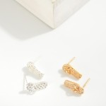 Wholesale metal Flip Flop Stud Earrings Cubic Zirconia Details Brass Base Silver