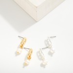 Wholesale linked Pig Nose Post Pearl Bead Drop Earring L Gold Dipped