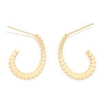 Wholesale flat Ribbed Metal Teardrop Hoop Earrings Brass Base Silver Post D