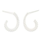 Wholesale flat Ribbed Metal Teardrop Hoop Earrings Brass Base Silver Post D