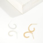 Wholesale flat Ribbed Metal Teardrop Hoop Earrings Brass Base Silver Post D