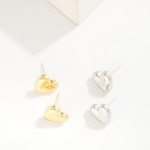 Wholesale puffy Metal Heart Stud Earrings L K Gold Dipped Serling Silver Post