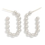 Wholesale metal Beaded Rounded Rectangle Hoop Earrings D K Gold Dipped Sterling