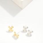 Wholesale metal Ribbed Stud Earring L Gold Dipped Sterling Silver Post
