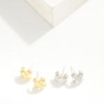 Wholesale metal Ribbed Stud Earring L Gold Dipped Sterling Silver Post