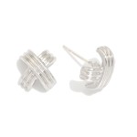 Wholesale metal Ribbed Stud Earring L Gold Dipped Sterling Silver Post