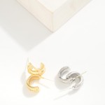 Wholesale simple Textured Metal Crossover Hoop Earring L K Gold Dipped Sterling