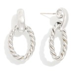 Wholesale metal Twisted Oval Door Knocker Drop Earring L k Gold Dipped Sterling