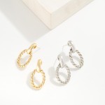 Wholesale metal Twisted Oval Door Knocker Drop Earring L k Gold Dipped Sterling