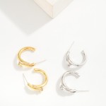 Wholesale nail Huggie Hoop Earring Rhinestone Nail Head D K Gold Dipped Sterling