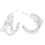 Wholesale nail Huggie Hoop Earring Rhinestone Nail Head D K Gold Dipped Sterling