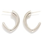 Wholesale simple Metal Rounded V Hoop Earring L K Gold Dipped Sterling Silver Po