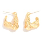 Wholesale chunky Wavy Metal Hoop Earring L K Gold Dipped Sterling Silver Post