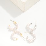 Wholesale layered Pearl Beaded Hoop Earrings K Gold Dipped Sterling Silver Post
