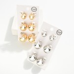 Wholesale set Three Metal Dome Cuff Earrings Cylinder Back L