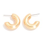 Wholesale simple Chunky Huggie Hoop Earring L Gold Dipped
